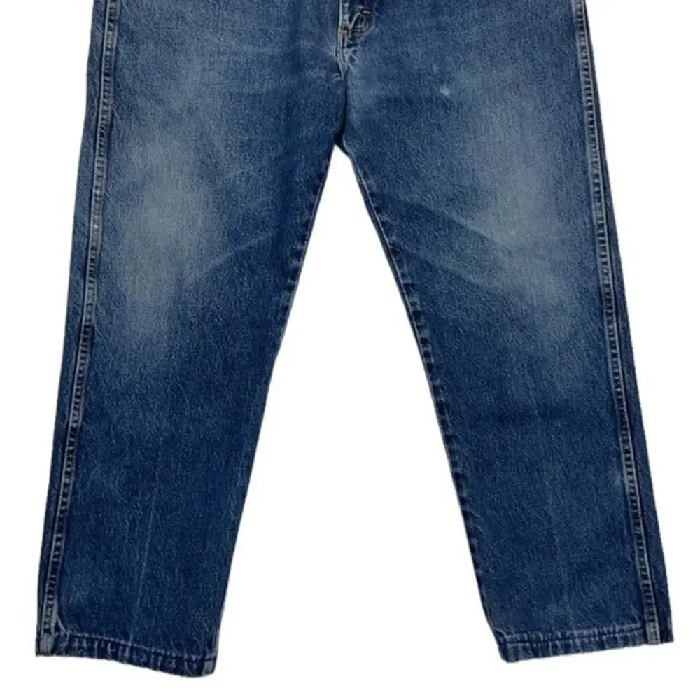 Wrangler Jeans Size 38 medium wash blue distressed denim workwear 90s vintage